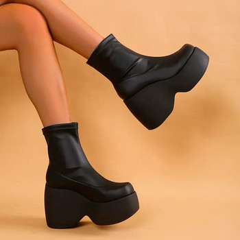 Γυναικείες μπότες πολυτελείας τζιν Πλατφόρμας 2023 Φθινόπωρο και Χειμώνας Νέα Αδιάβροχη Πλατφόρμα Ψηλοτάκουνες Μπότες Μόδα Τάσεις Casual Μπότες