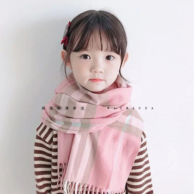 Παιδικό κασκόλ γυναικείο φθινόπωρο χειμώνα καθαρό βαμβάκι γονέας-παιδί Κορεάτικο σύστημα 100 ασπρόμαυρο τσεκ αρσενικό μωρό λαιμό ψηλά