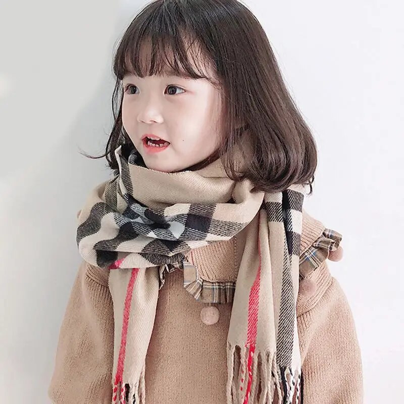 Παιδικό κασκόλ γυναικείο φθινόπωρο χειμώνα καθαρό βαμβάκι γονέας-παιδί Κορεάτικο σύστημα 100 ασπρόμαυρο τσεκ αρσενικό μωρό λαιμό ψηλά