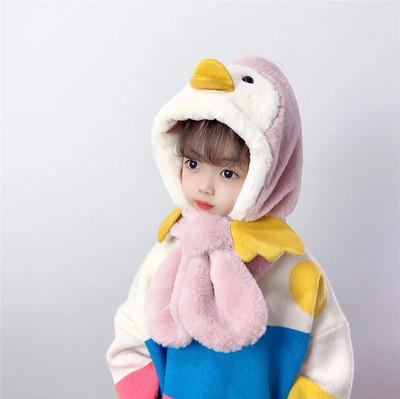 Laste talvine sall ja müts katavad kõrvakübarad Armas pardi kuju pakseneb ja hoiab külma ilma jaoks soojas Armas hirve kuju