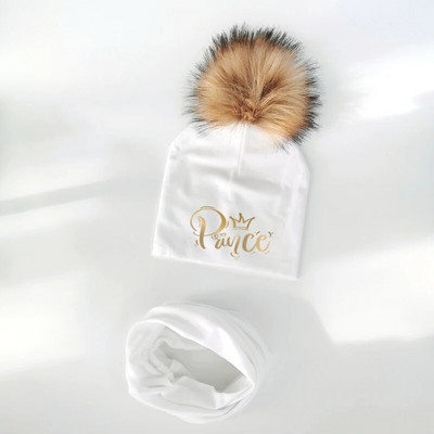 Set pălării pentru bebeluși pentru fete cu literă aurie prințesă prinț coroană pălărie băiat pălărie din bumbac pentru copii eșarfă guler șapci set beanie pentru copii