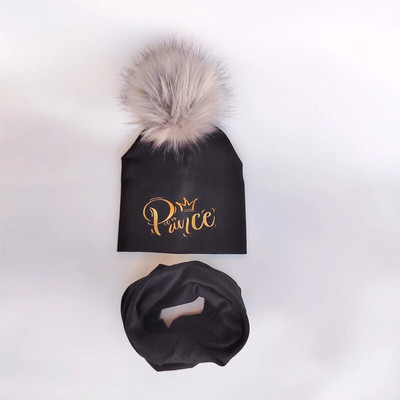 Set pălării pentru bebeluși pentru fete cu literă aurie prințesă prinț coroană pălărie băiat pălărie din bumbac pentru copii eșarfă guler șapci set beanie pentru copii
