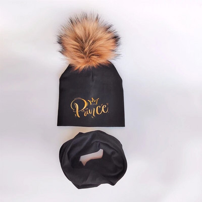 Set pălării pentru bebeluși pentru fete cu literă aurie prințesă prinț coroană pălărie băiat pălărie din bumbac pentru copii eșarfă guler șapci set beanie pentru copii