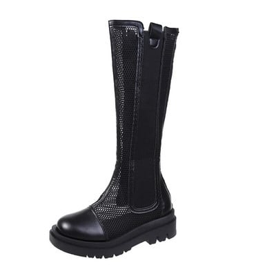 Naiste kingad 2023. aasta suvi, ühevärvilised võrkkangast ühevärvilised, hingava võrguga ratsasaapad, paksu põhjaga naiste kingad