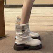 2023 Cizme noi de iarnă în stil punk pentru femei, la modă, cu talpă groasă, fermoare, cizme gotice scurte, pantofi eleganti cu platformă