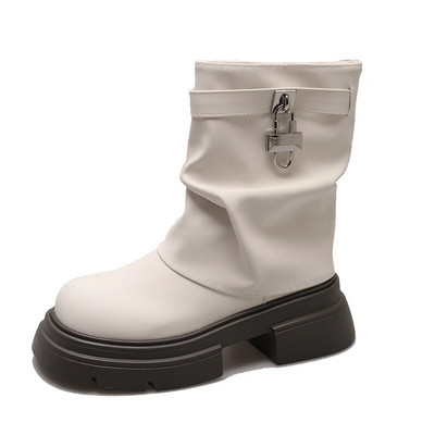 2023 Cizme noi de iarnă în stil punk pentru femei, la modă, cu talpă groasă, fermoare, cizme gotice scurte, pantofi eleganti cu platformă