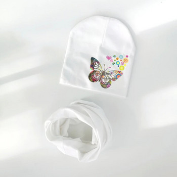 модна пеперуда с флорални бебешки шапки комплект шалове за момичета Детска шапка Бебешко момче Шапка Памук Детски шал Яка Детски шал