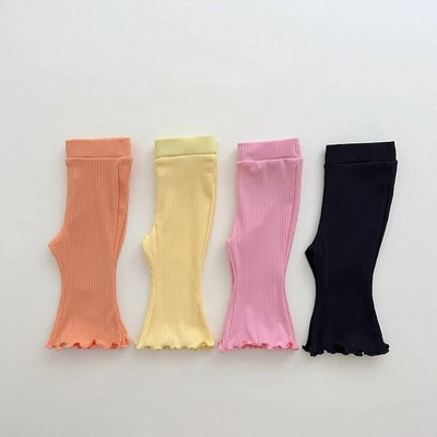 2023 nyár új baba lány csengő alsó nadrág gyermek pamut leggings csecsemő bordás nadrág kisgyermek fiú csizma vágott nadrág