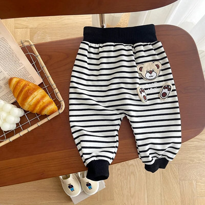 Βρεφικό παντελόνι 0-3 ετών Χαριτωμένο νεογέννητο αγόρι κοριτσάκι με ψηλόμεσο καρτούν Αρκούδα ριγέ παντελόνι Jogger Casual στο κάτω μέρος Ανοιξιάτικα ρούχα