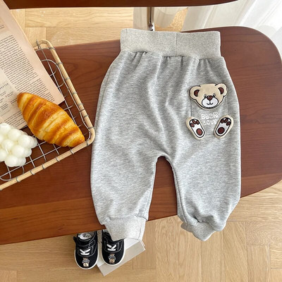 Βρεφικό παντελόνι 0-3 ετών Χαριτωμένο νεογέννητο αγόρι κοριτσάκι με ψηλόμεσο καρτούν Αρκούδα ριγέ παντελόνι Jogger Casual στο κάτω μέρος Ανοιξιάτικα ρούχα