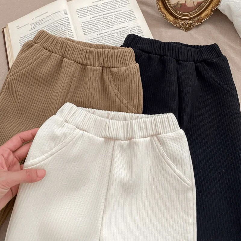 Vastsündinud beebitüdruku puuvillased laienevad püksid imikutele väikelapsele kõrge vöökohaga püksid soonikuga fliis siseküljel beebiriided 3M-5Y