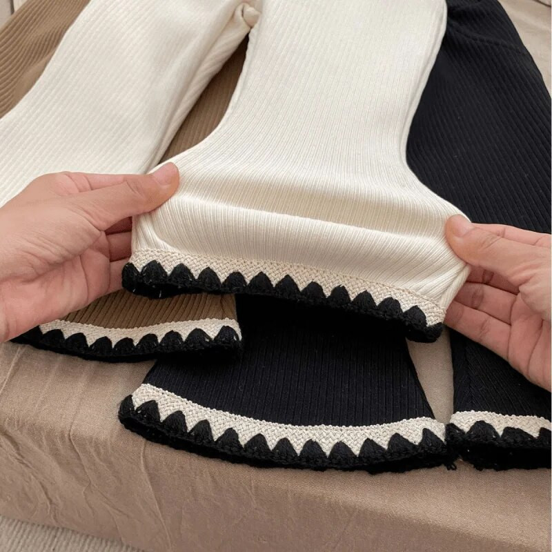 Vastsündinud beebitüdruku puuvillased laienevad püksid imikutele väikelapsele kõrge vöökohaga püksid soonikuga fliis siseküljel beebiriided 3M-5Y