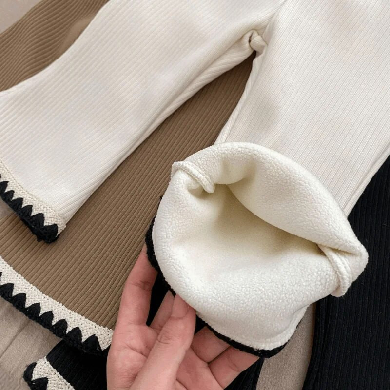 Vastsündinud beebitüdruku puuvillased laienevad püksid imikutele väikelapsele kõrge vöökohaga püksid soonikuga fliis siseküljel beebiriided 3M-5Y