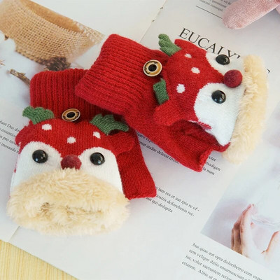 Mănuși de ren din desene animate pentru copii iarnă caldă plus catifea îngroșare copii mănuși fetițe tricotate copii 1-8 ani