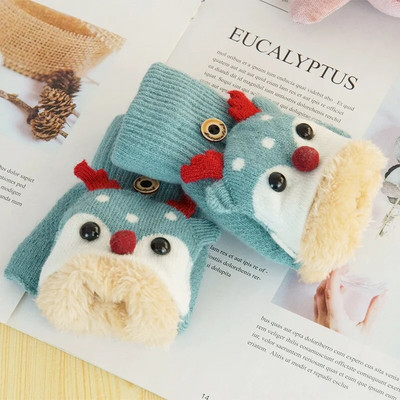 Mănuși de ren din desene animate pentru copii iarnă caldă plus catifea îngroșare copii mănuși fetițe tricotate copii 1-8 ani