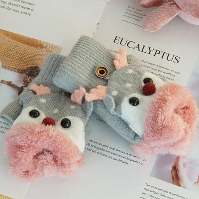 Mănuși de ren din desene animate pentru copii iarnă caldă plus catifea îngroșare copii mănuși fetițe tricotate copii 1-8 ani