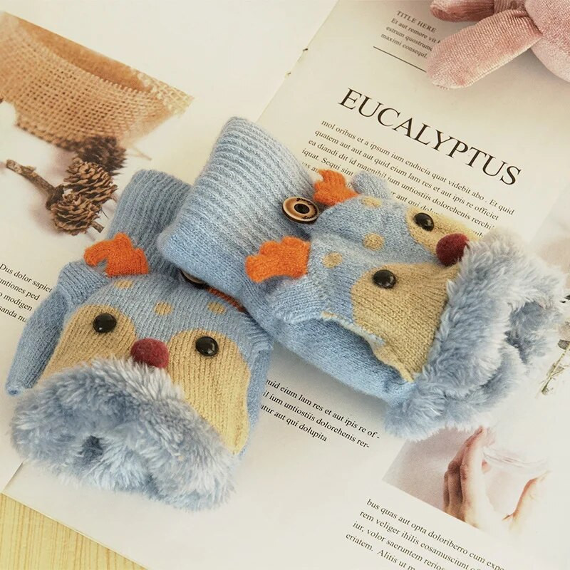 Mănuși de ren din desene animate pentru copii iarnă caldă plus catifea îngroșare copii mănuși fetițe tricotate copii 1-8 ani
