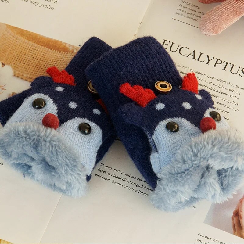 Mănuși de ren din desene animate pentru copii iarnă caldă plus catifea îngroșare copii mănuși fetițe tricotate copii 1-8 ani