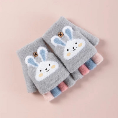 Wecute Detské chlapčenské a dievčenské zimné teplé rukavice bez prstov, konvertibilné, sklápacie, pletené, magické rukavice, roztiahnuteľné, na zápästie, palčiaky