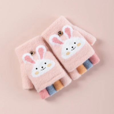 Wecute Detské chlapčenské a dievčenské zimné teplé rukavice bez prstov, konvertibilné, sklápacie, pletené, magické rukavice, roztiahnuteľné, na zápästie, palčiaky