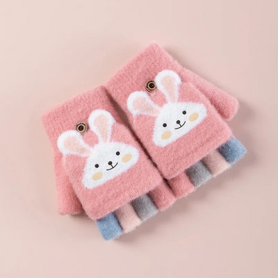 Wecute Detské chlapčenské a dievčenské zimné teplé rukavice bez prstov, konvertibilné, sklápacie, pletené, magické rukavice, roztiahnuteľné, na zápästie, palčiaky