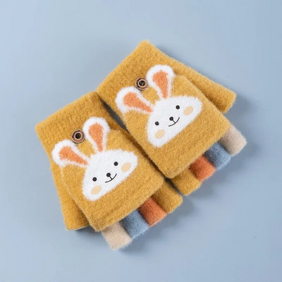 Wecute Detské chlapčenské a dievčenské zimné teplé rukavice bez prstov, konvertibilné, sklápacie, pletené, magické rukavice, roztiahnuteľné, na zápästie, palčiaky