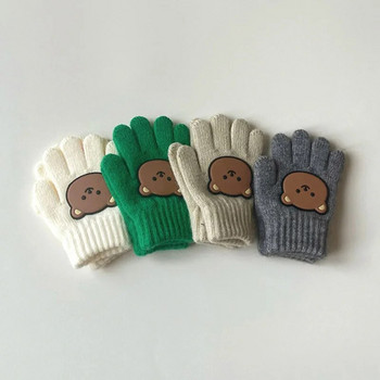 Γελοιογραφία Bear Χειμώνας Παιδικά Γάντια Μάλλινα Γάντια για Κορίτσια Αγόρια Καραμέλα Χρώμα Παιδικά Πλεκτά Γάντια Ζεστά Βρεφικά Αξεσουάρ 3-7Y