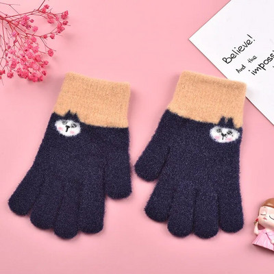 Παιδικά πλεκτά γάντια Χειμώνας Παιδικό Νηπιαγωγείο Μαθητής Μασίφ γούνινο γεμάτο δάχτυλο γάντια γραφής πιο ζεστό χέρι για 6-12 χρονών