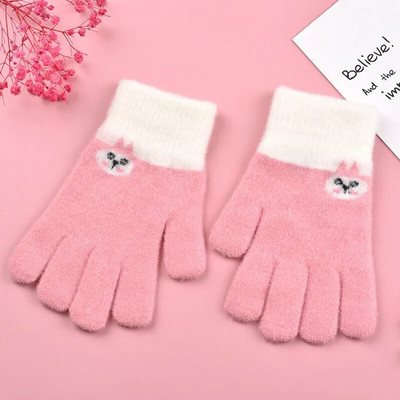 Παιδικά πλεκτά γάντια Χειμώνας Παιδικό Νηπιαγωγείο Μαθητής Μασίφ γούνινο γεμάτο δάχτυλο γάντια γραφής πιο ζεστό χέρι για 6-12 χρονών