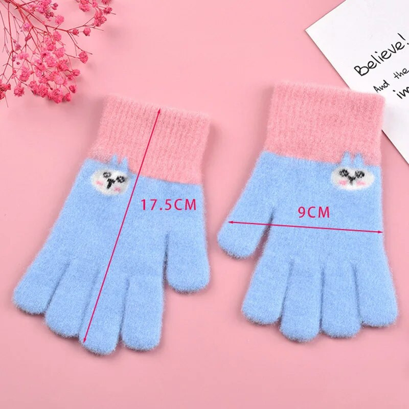Παιδικά πλεκτά γάντια Χειμώνας Παιδικό Νηπιαγωγείο Μαθητής Μασίφ γούνινο γεμάτο δάχτυλο γάντια γραφής πιο ζεστό χέρι για 6-12 χρονών