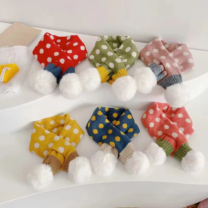 Sál téli baba nyakkendő őszi téli gallérok és sálak puha plüss aranyos pöttyös rajzfilm lány fiú baba szabadtéri téli sál