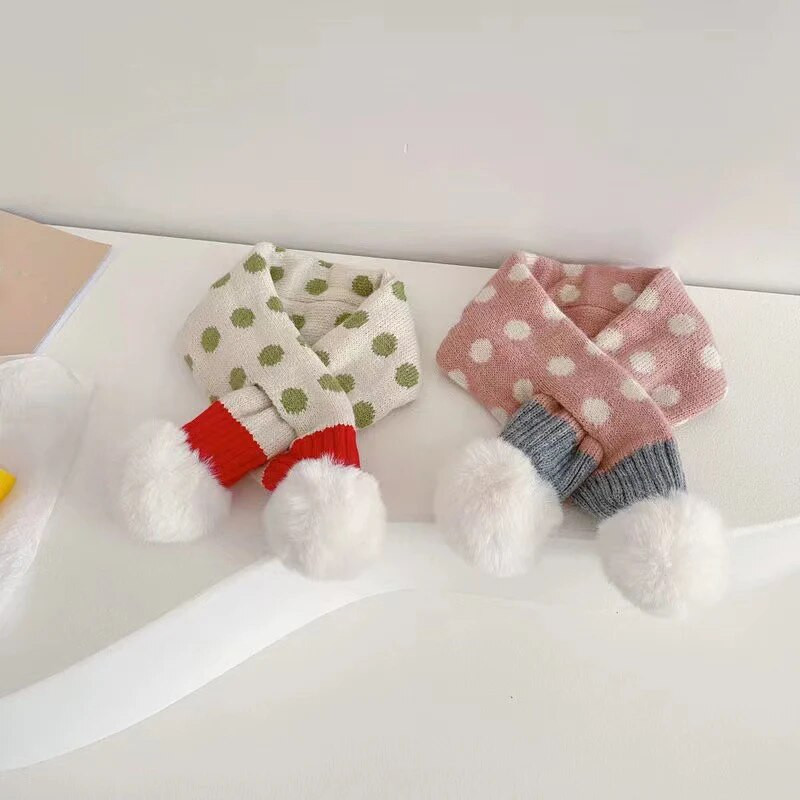 Sál téli baba nyakkendő őszi téli gallérok és sálak puha plüss aranyos pöttyös rajzfilm lány fiú baba szabadtéri téli sál