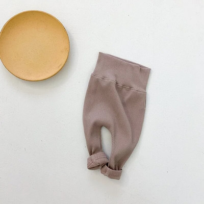 Pantaloni pentru bebeluși INS 0-2 ani, nou-născut, băiat, fetiță, culoare uni, talie înaltă, pantaloni din bumbac cu nervuri, îmbrăcăminte casual, haine de primăvară, toamnă