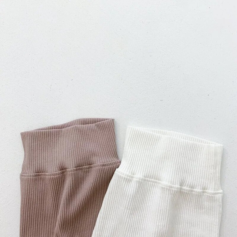 Pantaloni pentru bebeluși INS 0-2 ani, nou-născut, băiat, fetiță, culoare uni, talie înaltă, pantaloni din bumbac cu nervuri, îmbrăcăminte casual, haine de primăvară, toamnă