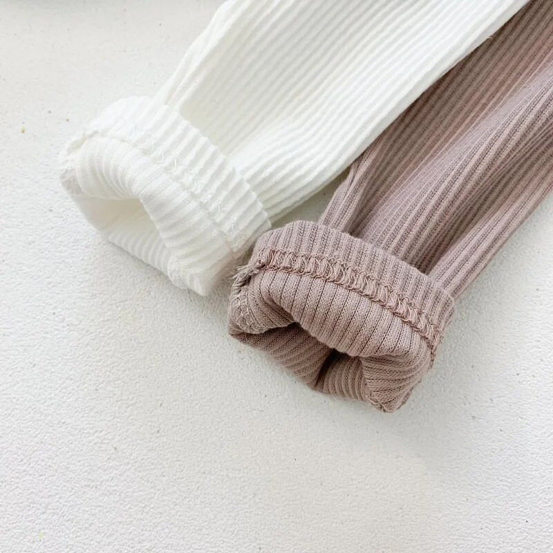 Pantaloni pentru bebeluși INS 0-2 ani, nou-născut, băiat, fetiță, culoare uni, talie înaltă, pantaloni din bumbac cu nervuri, îmbrăcăminte casual, haine de primăvară, toamnă