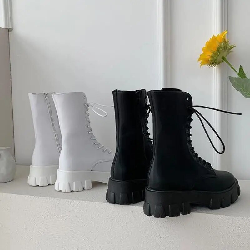 2023. aasta uued kesksaapad naiste sügistalvise moe nööriga tõmblukk Botas Mujer saapad spordiplatvormiga kontsaga naiste kingad