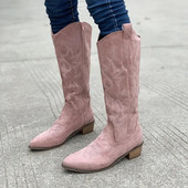 Cizme de damă 2023, toamnă iarnă, modă, cizme de cowboy cu toc gros