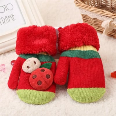Aranyos rajzfilm babák gyerekek kesztyűk téli baba fiúk lányok ujjatlan vastag plusz bársony 1-3-6 éves gyerekek melegen tartják az ujjakat