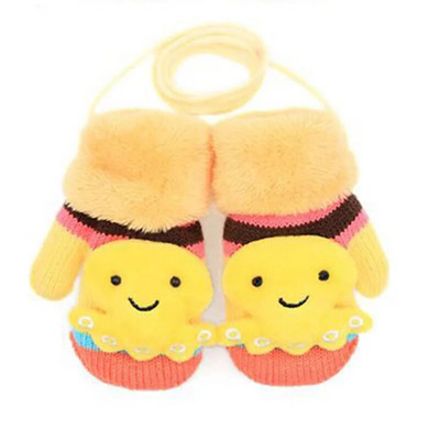 Aranyos rajzfilm babák gyerekek kesztyűk téli baba fiúk lányok ujjatlan vastag plusz bársony 1-3-6 éves gyerekek melegen tartják az ujjakat
