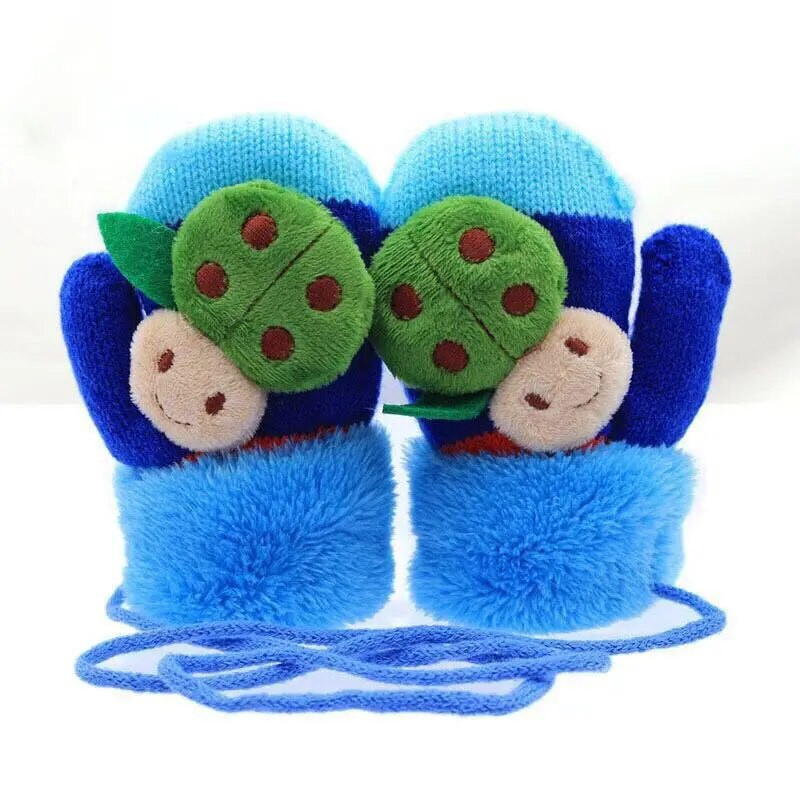 Aranyos rajzfilm babák gyerekek kesztyűk téli baba fiúk lányok ujjatlan vastag plusz bársony 1-3-6 éves gyerekek melegen tartják az ujjakat