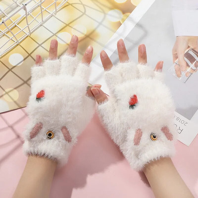 1 pora mielų Kawaii animacinių filmukų pliušinių morkų zuikis, storas, šiltas kūdikis, berniukas, mergaitė, žiema, šiltos pirštinės naujagimiams kumštinės pirštinės vaikams