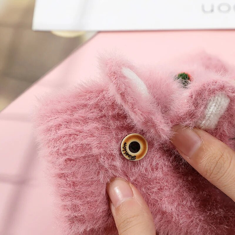 1 ζεύγος χαριτωμένο Kawaii Cartoon βελούδινο λαγουδάκι καρότο χοντρό ζεστό βρέφος μωρό αγόρια κορίτσια Χειμερινά ζεστά γάντια νεογέννητα γάντια για παιδιά