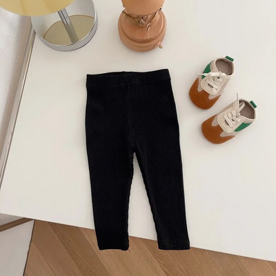 Pantaloni de toamnă 2023 pentru fetiță, 0-3 ani, nou-născuți, copii, culoare uni, talie elastică, pantaloni din bumbac cu nervuri, ținute, haine casual