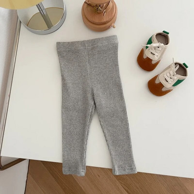 Pantaloni de toamnă 2023 pentru fetiță, 0-3 ani, nou-născuți, copii, culoare uni, talie elastică, pantaloni din bumbac cu nervuri, ținute, haine casual