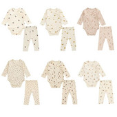 0-24M Nou-Născut Copil Bebeluș Băiat Fată Haine Toamnă Iarnă Body cu mâneci lungi Romper Top și costum pantaloni imprimat Bebeluș 2 buc Set de îmbrăcăminte
