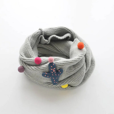 Κορεάτικο Παιδικό Κασκόλ για αγόρια Κορίτσια Snood Χειμερινό μαλλί πλεκτό γιακά Χαριτωμένο καρτούν Κάκτος μωρό Σαλιάρα Ελαστική φράχτη Ζεστά κασκόλ A187