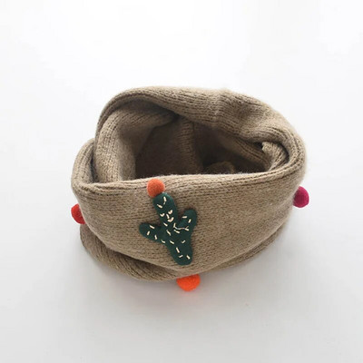 Κορεάτικο Παιδικό Κασκόλ για αγόρια Κορίτσια Snood Χειμερινό μαλλί πλεκτό γιακά Χαριτωμένο καρτούν Κάκτος μωρό Σαλιάρα Ελαστική φράχτη Ζεστά κασκόλ A187