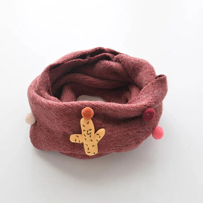 Κορεάτικο Παιδικό Κασκόλ για αγόρια Κορίτσια Snood Χειμερινό μαλλί πλεκτό γιακά Χαριτωμένο καρτούν Κάκτος μωρό Σαλιάρα Ελαστική φράχτη Ζεστά κασκόλ A187