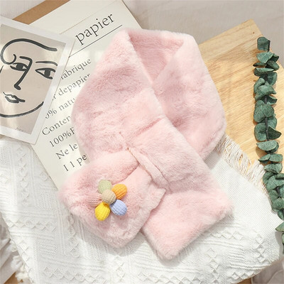 Γυναικεία χειμερινή χαριτωμένη μόδα ψεύτικη γούνα κουνελιού Γυναικεία κασκόλ Μαλακά βελούδινα κασκόλ Μονόχρωμα γιακάς λαιμού Πιο ζεστά πράγματα Χριστουγεννιάτικο δώρο