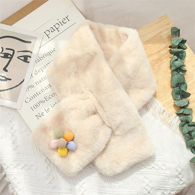 Γυναικεία χειμερινή χαριτωμένη μόδα ψεύτικη γούνα κουνελιού Γυναικεία κασκόλ Μαλακά βελούδινα κασκόλ Μονόχρωμα γιακάς λαιμού Πιο ζεστά πράγματα Χριστουγεννιάτικο δώρο